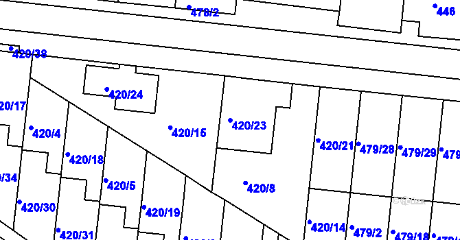Parcela st. 420/23 v KÚ Ratíškovice, Katastrální mapa