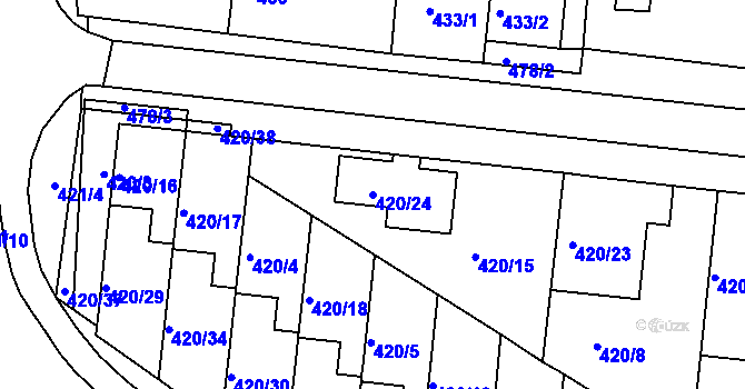 Parcela st. 420/24 v KÚ Ratíškovice, Katastrální mapa