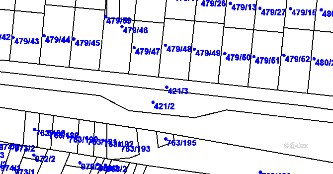 Parcela st. 421/3 v KÚ Ratíškovice, Katastrální mapa
