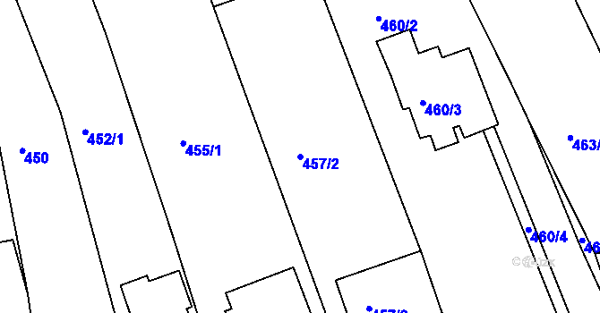 Parcela st. 457/2 v KÚ Ratíškovice, Katastrální mapa