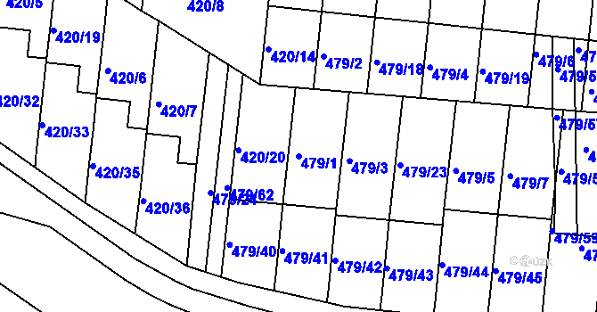 Parcela st. 479/1 v KÚ Ratíškovice, Katastrální mapa