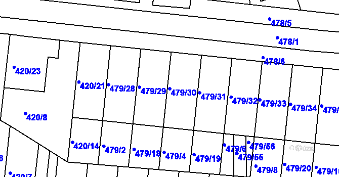 Parcela st. 479/30 v KÚ Ratíškovice, Katastrální mapa
