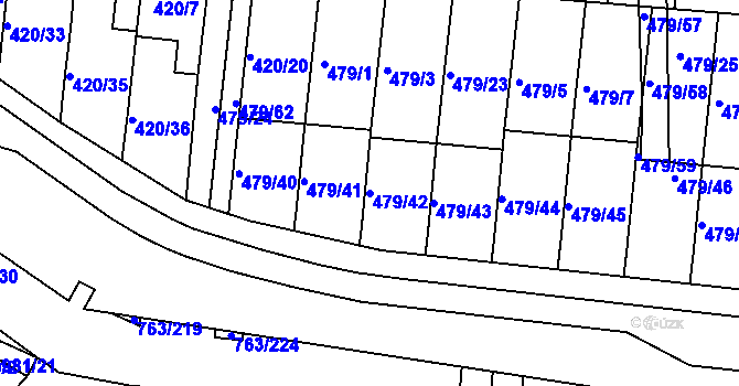 Parcela st. 479/42 v KÚ Ratíškovice, Katastrální mapa
