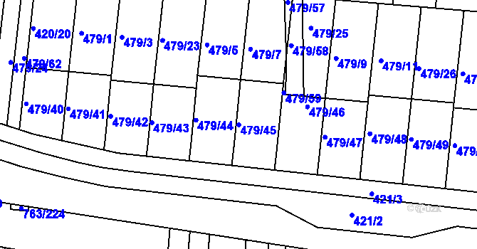 Parcela st. 479/45 v KÚ Ratíškovice, Katastrální mapa
