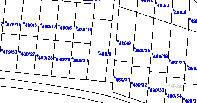 Parcela st. 480/8 v KÚ Ratíškovice, Katastrální mapa