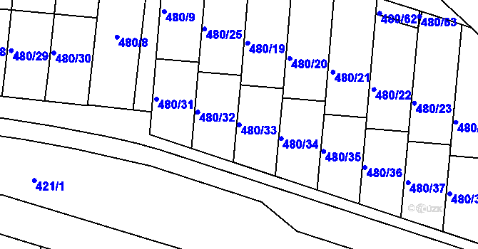 Parcela st. 480/33 v KÚ Ratíškovice, Katastrální mapa