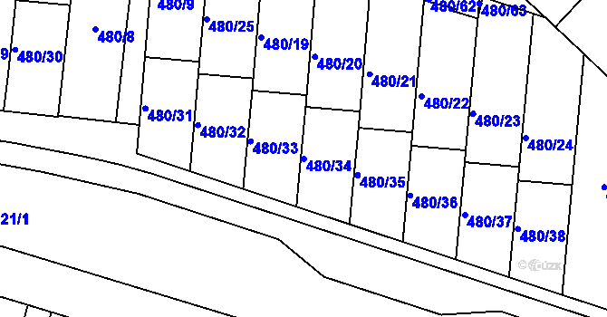Parcela st. 480/34 v KÚ Ratíškovice, Katastrální mapa