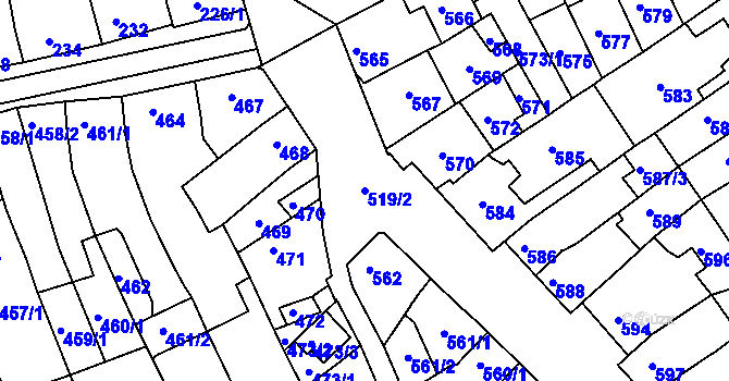 Parcela st. 519/2 v KÚ Ratíškovice, Katastrální mapa