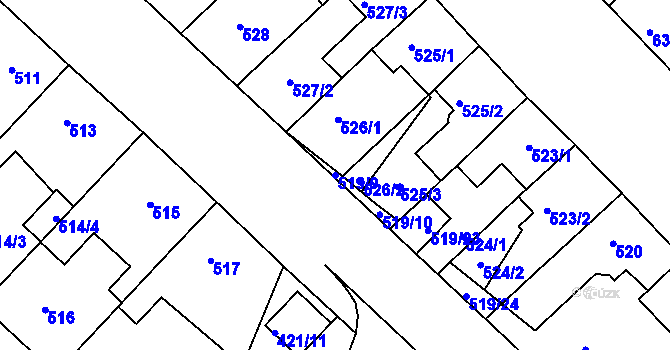 Parcela st. 519/9 v KÚ Ratíškovice, Katastrální mapa