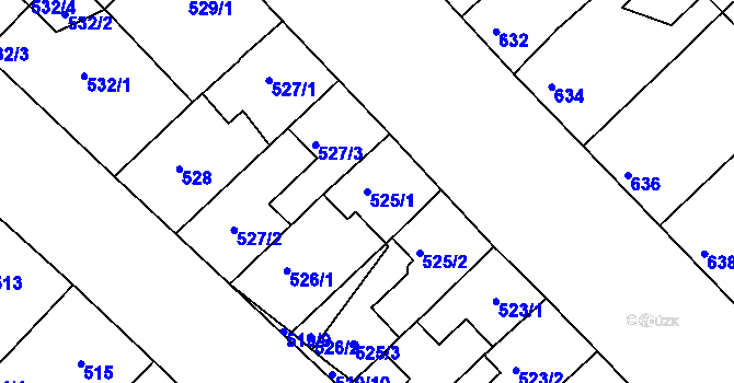 Parcela st. 525/1 v KÚ Ratíškovice, Katastrální mapa
