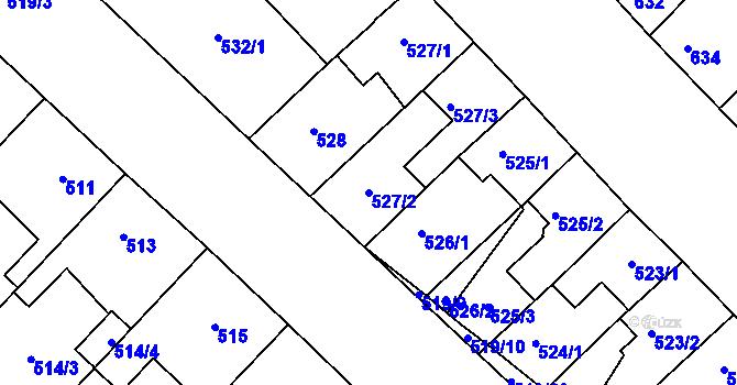 Parcela st. 527/2 v KÚ Ratíškovice, Katastrální mapa