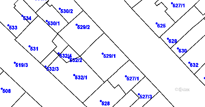 Parcela st. 529/1 v KÚ Ratíškovice, Katastrální mapa