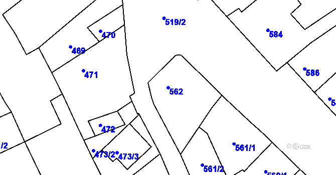 Parcela st. 562 v KÚ Ratíškovice, Katastrální mapa