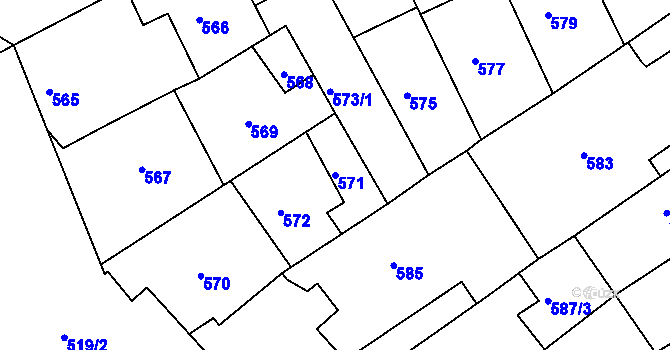 Parcela st. 571 v KÚ Ratíškovice, Katastrální mapa