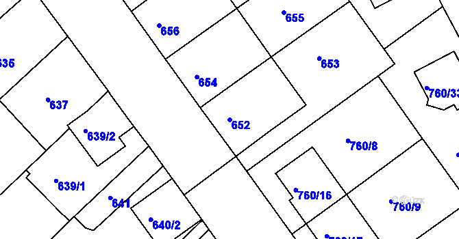 Parcela st. 652 v KÚ Ratíškovice, Katastrální mapa