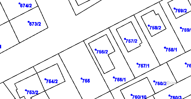 Parcela st. 756/2 v KÚ Ratíškovice, Katastrální mapa