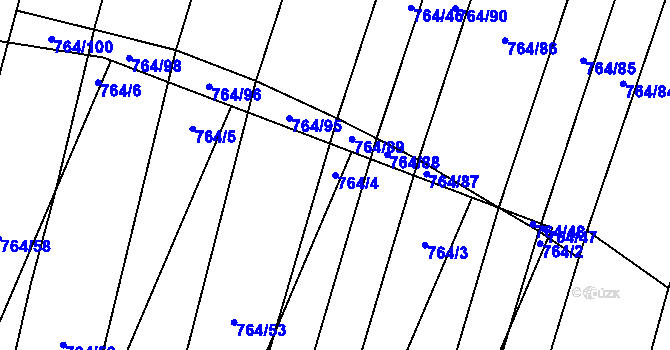 Parcela st. 764/4 v KÚ Ratíškovice, Katastrální mapa