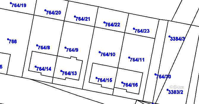 Parcela st. 764/10 v KÚ Ratíškovice, Katastrální mapa