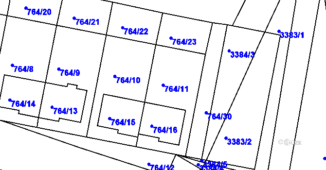 Parcela st. 764/11 v KÚ Ratíškovice, Katastrální mapa