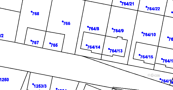 Parcela st. 764/14 v KÚ Ratíškovice, Katastrální mapa