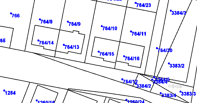 Parcela st. 764/15 v KÚ Ratíškovice, Katastrální mapa