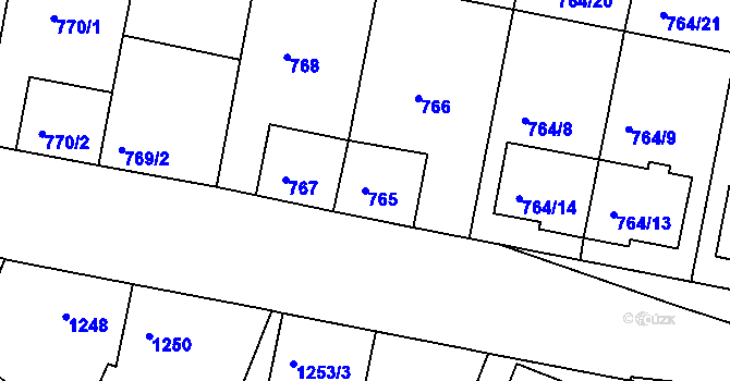 Parcela st. 765 v KÚ Ratíškovice, Katastrální mapa