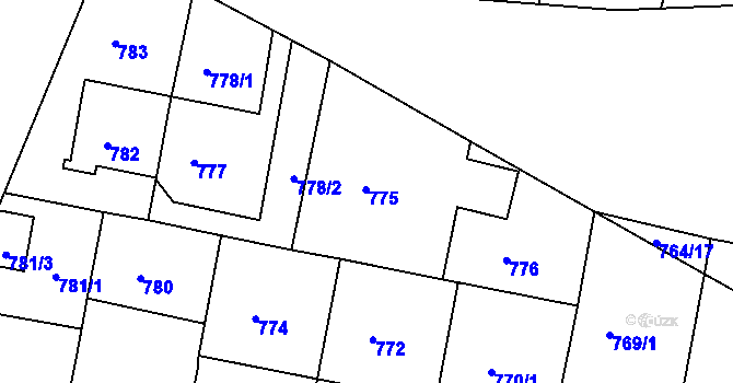Parcela st. 775 v KÚ Ratíškovice, Katastrální mapa