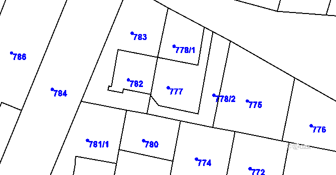Parcela st. 777 v KÚ Ratíškovice, Katastrální mapa