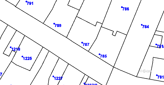Parcela st. 787 v KÚ Ratíškovice, Katastrální mapa