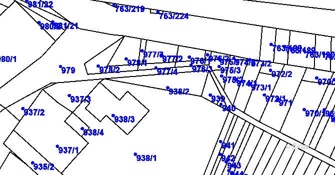 Parcela st. 938/2 v KÚ Ratíškovice, Katastrální mapa