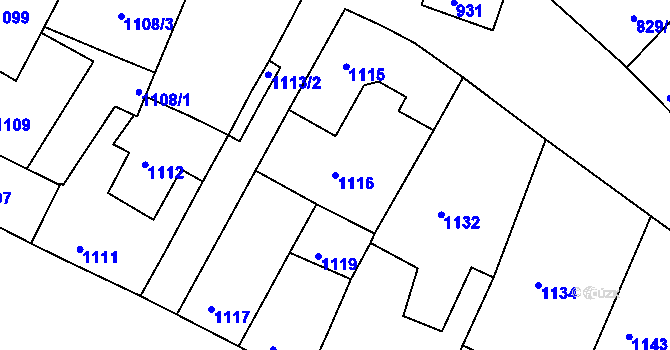 Parcela st. 1116 v KÚ Ratíškovice, Katastrální mapa
