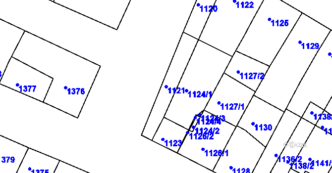 Parcela st. 1121 v KÚ Ratíškovice, Katastrální mapa