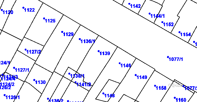 Parcela st. 1139 v KÚ Ratíškovice, Katastrální mapa