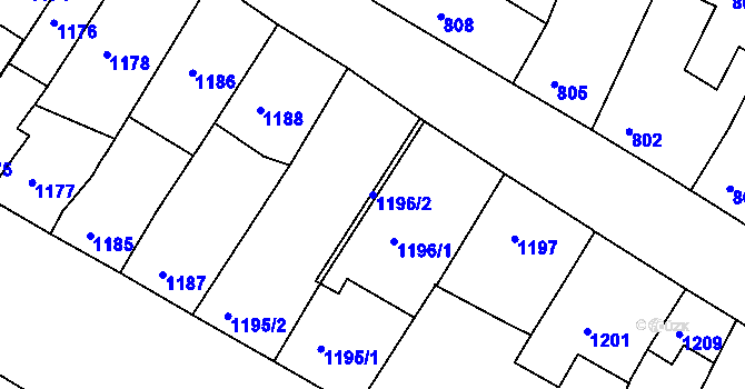 Parcela st. 1196/2 v KÚ Ratíškovice, Katastrální mapa