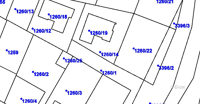 Parcela st. 1260/14 v KÚ Ratíškovice, Katastrální mapa
