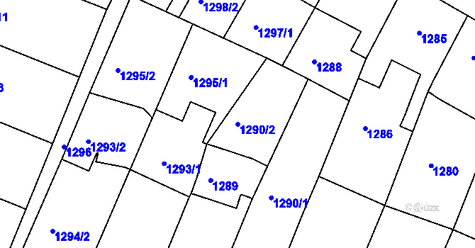 Parcela st. 1290/2 v KÚ Ratíškovice, Katastrální mapa