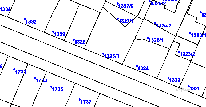 Parcela st. 1326/1 v KÚ Ratíškovice, Katastrální mapa