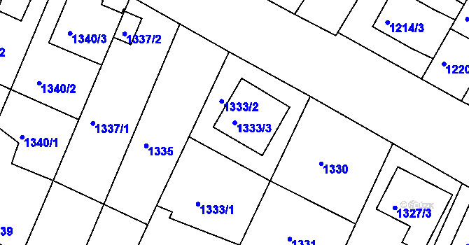 Parcela st. 1333/3 v KÚ Ratíškovice, Katastrální mapa