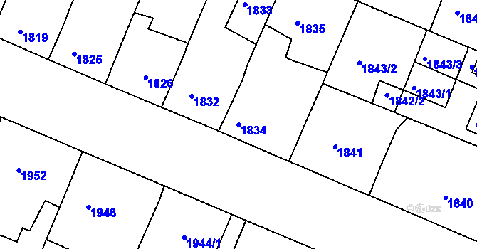 Parcela st. 1834 v KÚ Ratíškovice, Katastrální mapa