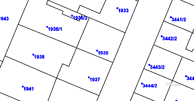 Parcela st. 1935 v KÚ Ratíškovice, Katastrální mapa