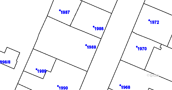 Parcela st. 1988 v KÚ Ratíškovice, Katastrální mapa