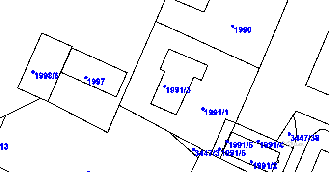 Parcela st. 1991/3 v KÚ Ratíškovice, Katastrální mapa