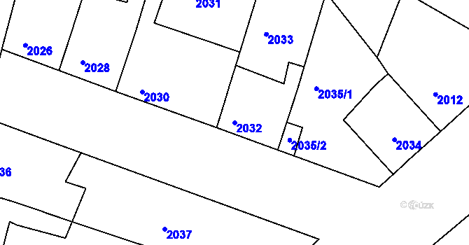 Parcela st. 2032 v KÚ Ratíškovice, Katastrální mapa