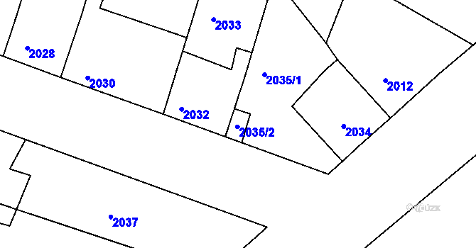 Parcela st. 2035/2 v KÚ Ratíškovice, Katastrální mapa