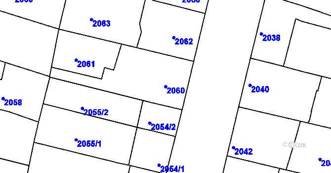 Parcela st. 2060 v KÚ Ratíškovice, Katastrální mapa