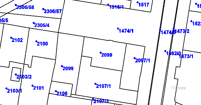 Parcela st. 2098 v KÚ Ratíškovice, Katastrální mapa