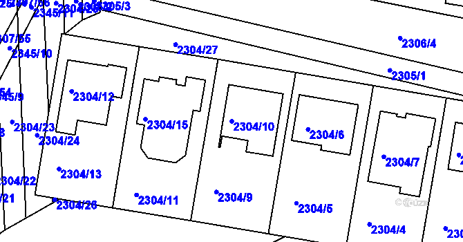 Parcela st. 2304/10 v KÚ Ratíškovice, Katastrální mapa