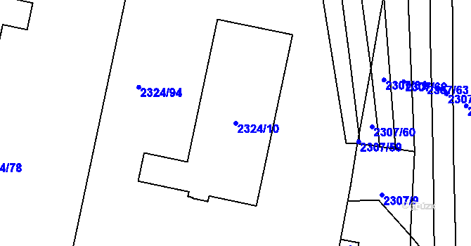 Parcela st. 2324/10 v KÚ Ratíškovice, Katastrální mapa
