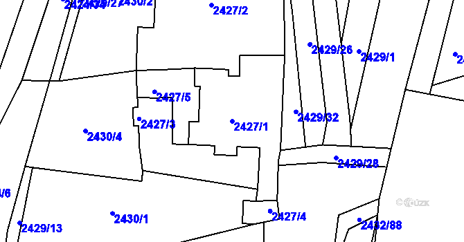 Parcela st. 2427/1 v KÚ Ratíškovice, Katastrální mapa