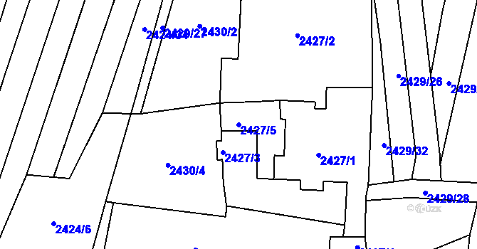 Parcela st. 2427/5 v KÚ Ratíškovice, Katastrální mapa